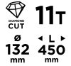 GRAPHITE Gyémánt magfúró korona, 132x450mm, 11 szegmenses, 58G540 géphez 57H867