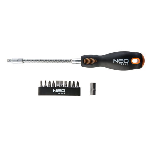 NEO TOOLS Bitfejes Csavarhúzó készlet flexibilis szárral, 12db, SvCm 25 év garanciával 04-212