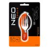 NEO TOOLS Tábori kemping zsebkés, 10cm, evőeszköz funkció, alumínium 63-027