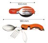 NEO TOOLS Tábori kemping zsebkés, 10cm, evőeszköz funkció, alumínium 63-027