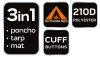NEO TOOLS Esőköpeny 3 az 1-ben: poncsó, matrac, ponyva, oldalsó rögzítők, terepszínű,XXL méret, 210D poliészter 63-132