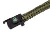 NEO TOOLS Túlélő karkötő 5 az 1-ben: 3.5m paracord(250kg-ig), kovakő, iránytű, kés, síp, zöld, szélessége 26mm 63-140