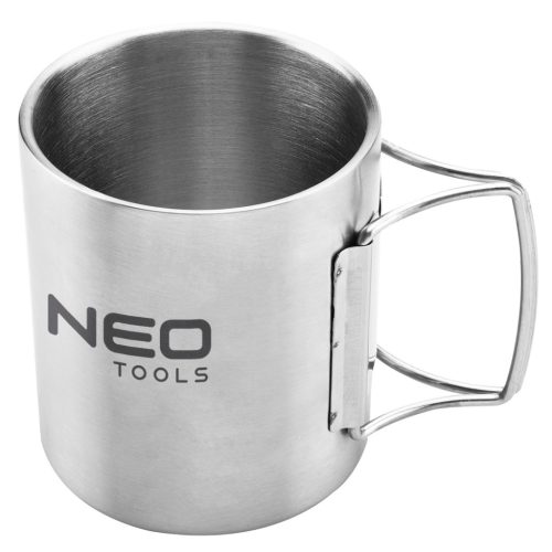 NEO TOOLS Kemping bögre 320ml, duppla fal, behajtható fogantyú 63-150