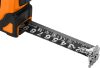 NEO TOOLS Mérőszalag, 3m/16mm, erősített rugós, acél, fekete szalag fehér nagyított skálával, mágneses, autostop+rögzítő 67-241