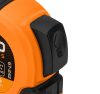 NEO TOOLS Mérőszalag, 5m/19mm, erősített rugós, acél, fekete szalag fehér nagyított skálával, mágneses, autostop+rögzítő 67-242