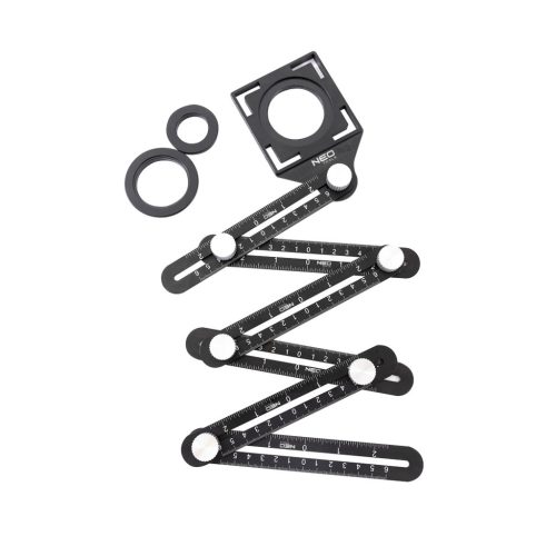 NEO TOOLS Szögmásoló, furatátjelölő és vonalzó, 6 oldalas, alumínium, ABS 72-351