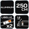 NEO TOOLS Ölesléc, 250cm - 2 libella, vízszintes, függőleges, Minimum rendelés: 3db 72-524