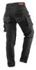 NEO TOOLS Farmer Munkásnadrág, DENIM, fekete, 98% pamut, térdvédő zseb, gombos oldalzsebek, 255 g/m2, S 81-236-S