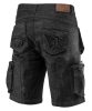 NEO TOOLS Farmer Rövid munkásnadrág, DENIM, fekete, cipzáros oldalzsebekkel, 98% pamut, 410g/m2, XS 81-273-XS