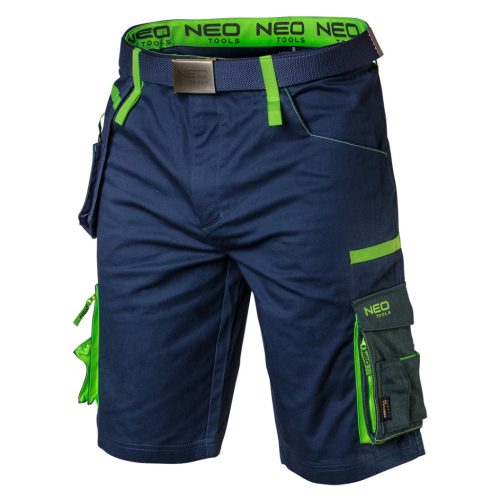 NEO TOOLS Rövid munkásnadrág övvel, PREMIUM, 62% pamut, 35% polyester, 3% elastane, S 81-276-S
