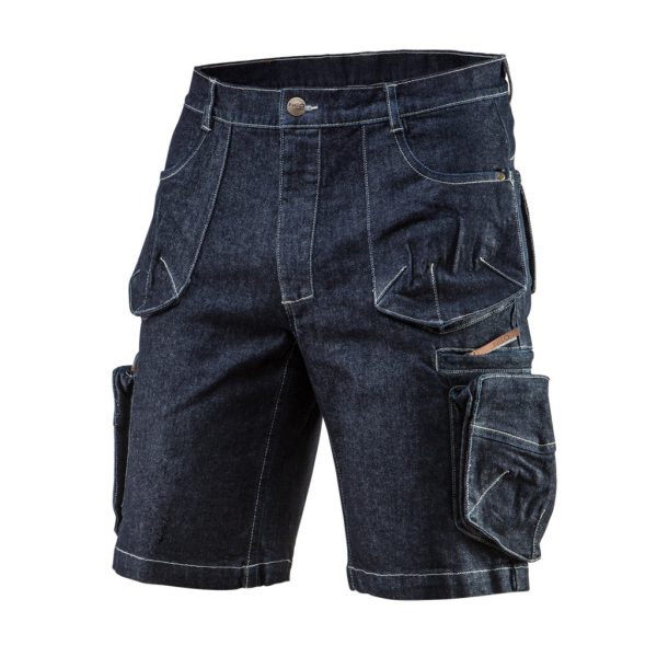 NEO TOOLS Farmer Rövid munkásnadrág, DENIM, cipzáros oldalzsebekkel, 98% pamut, 410g/m2, L 81-279-L