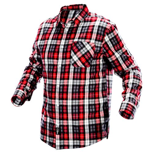 NEO TOOLS Flanel munkaing, piros-fekete-fehér, 100% pamut, M 81-540-M