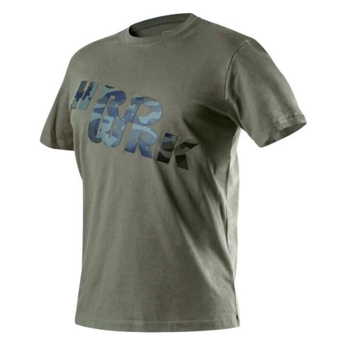 NEO TOOLS Munkavédelmi póló, CAMO, feliratos, olíva, 100% pamut, 180g/m2, XL 81-612-XL