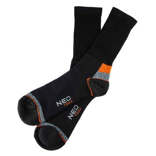 NEO TOOLS Munkavédelmi zokni, hosszú, 70% pamut, 30% polyester, megerősített sarok, lélegző, 43–46 82-351