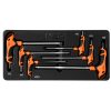 NEO TOOLS IMBUSZKULCS KÉSZLET „T” MARKOLATTAL 6db, MŰHELYKOCSITÁLCÁVAL 84-254