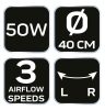 NEO TOOLS Álló ventilátor 50W, átmérő 40cm, 3 sebességfokozat, forgó, 2 in1 állitható magasság 2 év garanciával 90-001