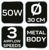 NEO TOOLS Padlóventilátor 50W, átmérő 30cm, 3 sebességfokoza 2 év garanciával 90-009