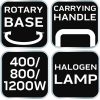NEO TOOLS Halogén infravörös hősugárzó 400/800/1200W 2 év garanciával 90-113