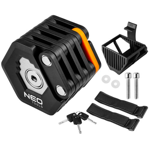 NEO TOOLS Kerékpárzár, összecsukható, vázra rögzíthető, 78cm 91-006
