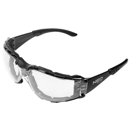 NEO TOOLS Védőszemüveg, polifoam porvédő peremmel, víztiszta lencsékkel, F osztályú ellenállósági osztályú 97-520