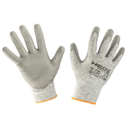 NEO TOOLS Munkakesztyű, vágásbiztos kesztyű, PU bevonattal, 4X43D, 9" 97-609-9