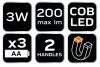 NEO TOOLS Kempinglámpa, 3 funkciós, összecsukható, 200lum, elemes 3xAA, COB LED, 3W 99-030