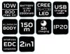 NEO TOOLS Zseblámpa, tölthető, 2 funkciós, USB, 800lum CREE T6 LED, 10W 99-033