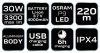 NEO TOOLS Zseblámpa, tölthető, USB, 3300lum, OSRAM P9 LED, 30W 99-037