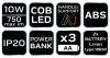 NEO TOOLS Reflektor, talpas, elemes 3xAA, COB LED 750lum, powerbank funkció, 10W 99-038