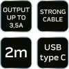 NEO TOOLS USB hosszabbítókábel, 2m, USB-A, USB-C GD040