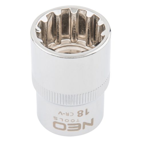 NEO TOOLS Dugókulcs 18mm, 1/2", SPLINE 25 év garanciával 08-590